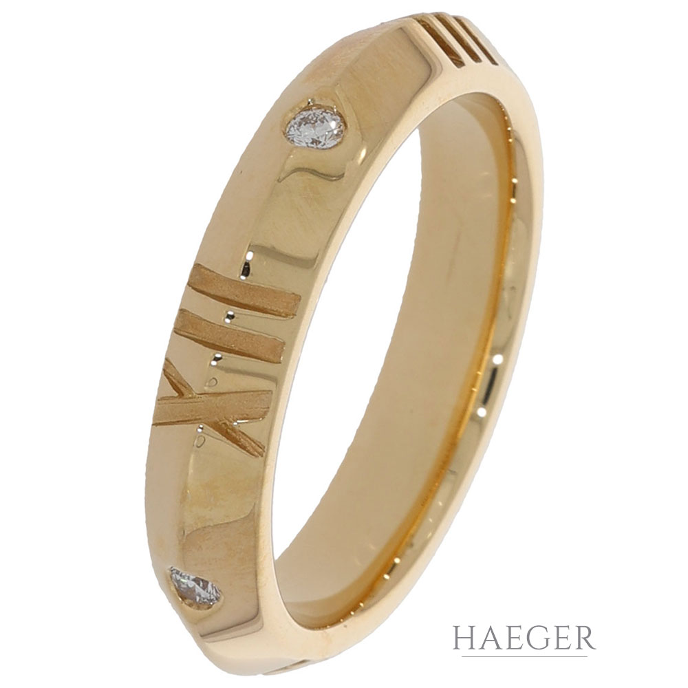 Tiffany and Co. Ring Gr. 57 Gelbgold 750/ 18 Karat mit 0,08 ct. Diamanten und Originalbox