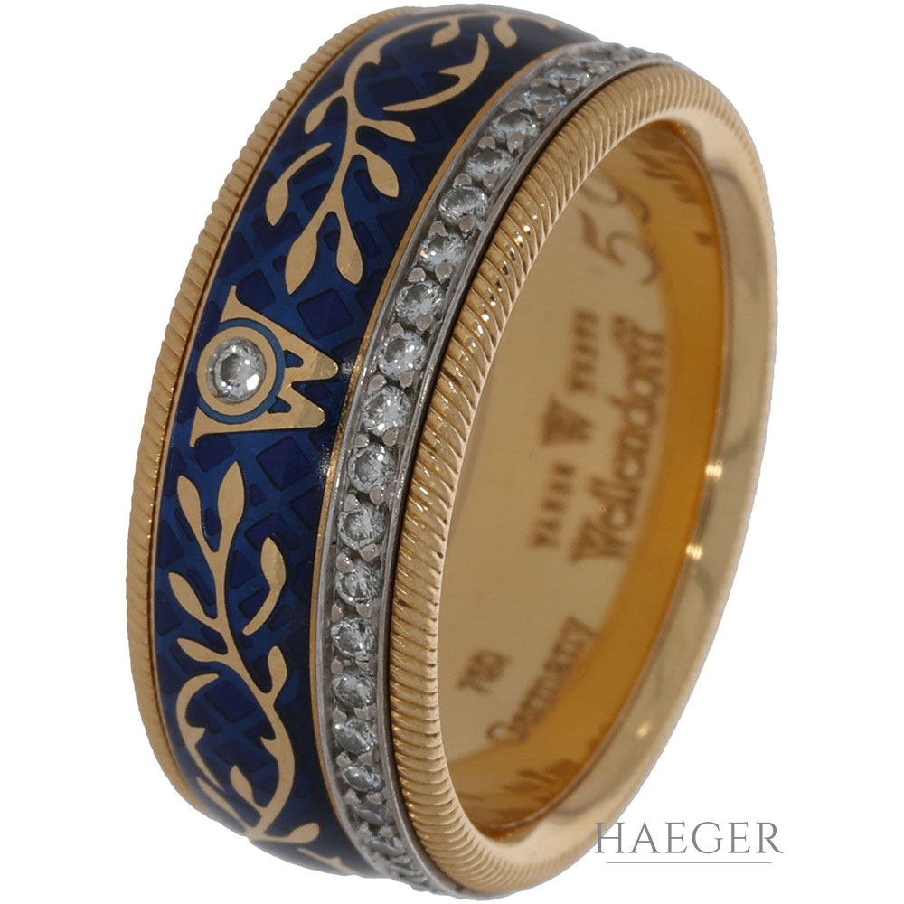 Wellendorff Vergissmeinnicht Ring Gr. 59 Gelbgold 750 18 Karat mit ca.0,48 ct Diamanten