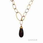 Rauchquarz Collier 70 cm und Anhänger Gelbgold, Weißgold 750/ 18 Karat 0,021 ct Diamanten Vorschau