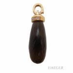 Rauchquarz Collier 70 cm und Anhänger Gelbgold, Weißgold 750/ 18 Karat 0,021 ct Diamanten Vorschau