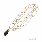 Rauchquarz Collier 70 cm und Anhänger Gelbgold, Weißgold 750/ 18 Karat 0,021 ct Diamanten Vorschau