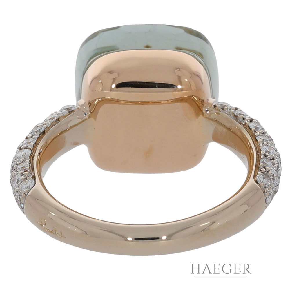Pomellato Nudo Ring Gr.51 Roségold 18 Karat mit Prasiolith und Diamanten