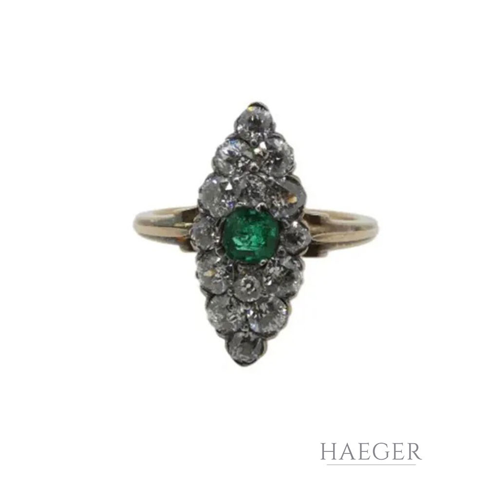 Antiker Ring Gr. 51 Gelbgold 585/ 14 Karat mit Diamanten