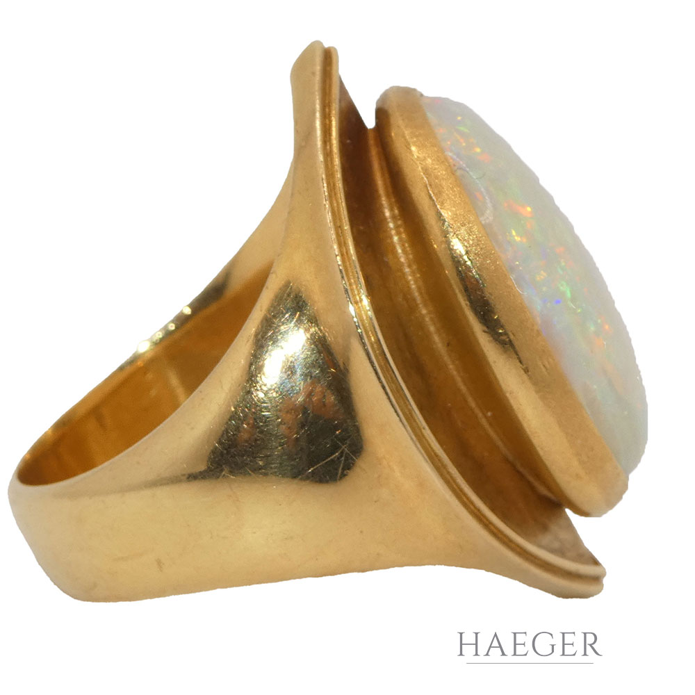 Ring Gr. 56 Gelbgold 750/ 18 Karat mit australischem Opal - Bild 3