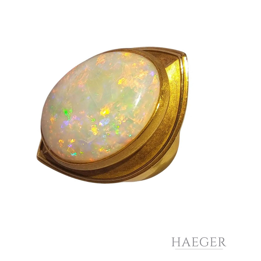 Ring Gr. 56 Gelbgold 750/ 18 Karat mit australischem Opal - Bild 5