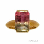 Wassermelonen Turmalin Ring Gr. 51 Gelbgold 750/ 18 Karat - Bild 2 Vorschau
