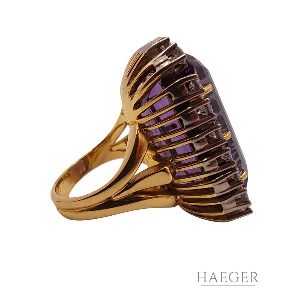 Amethyst Ring Gr. 54 Gelbgold 750/ 18 Karat mit 1,3 ct Diamanten - Bild 3
