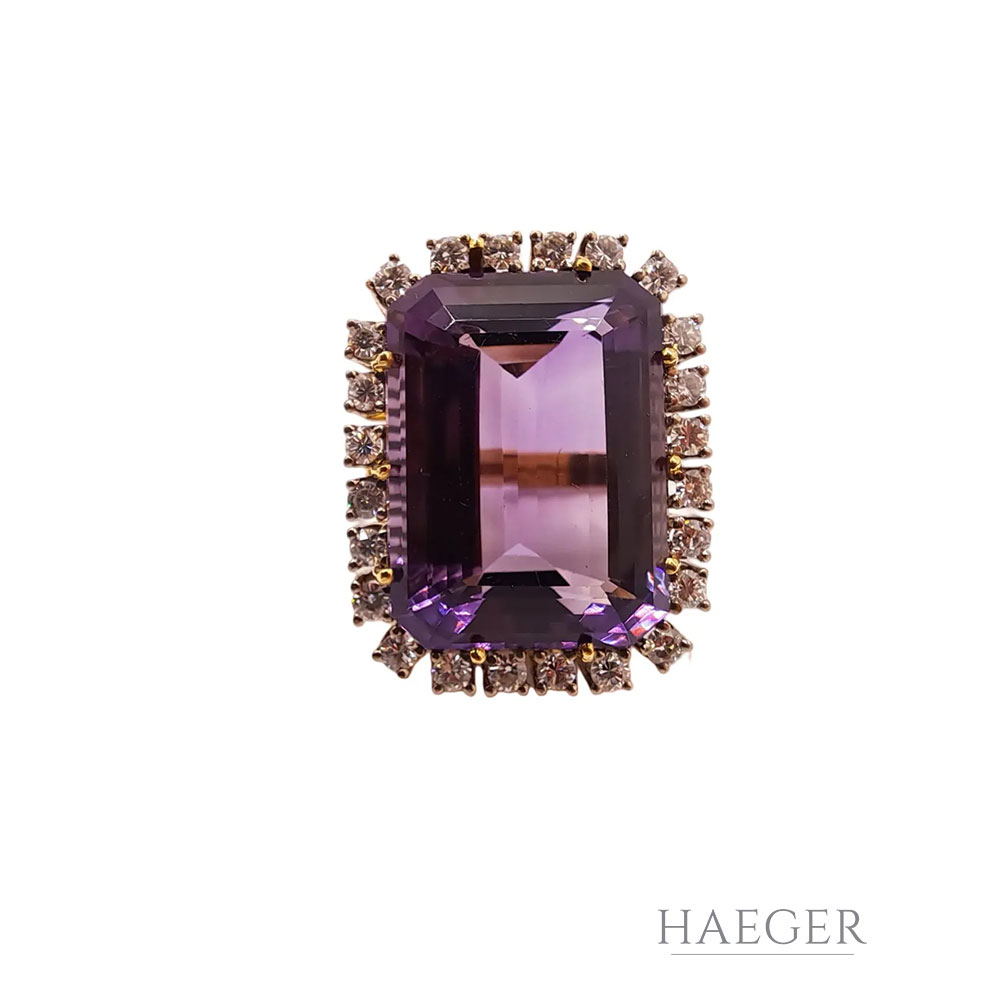 Amethyst Ring Gr. 54 Gelbgold 750/ 18 Karat mit 1,3 ct Diamanten - Bild 2