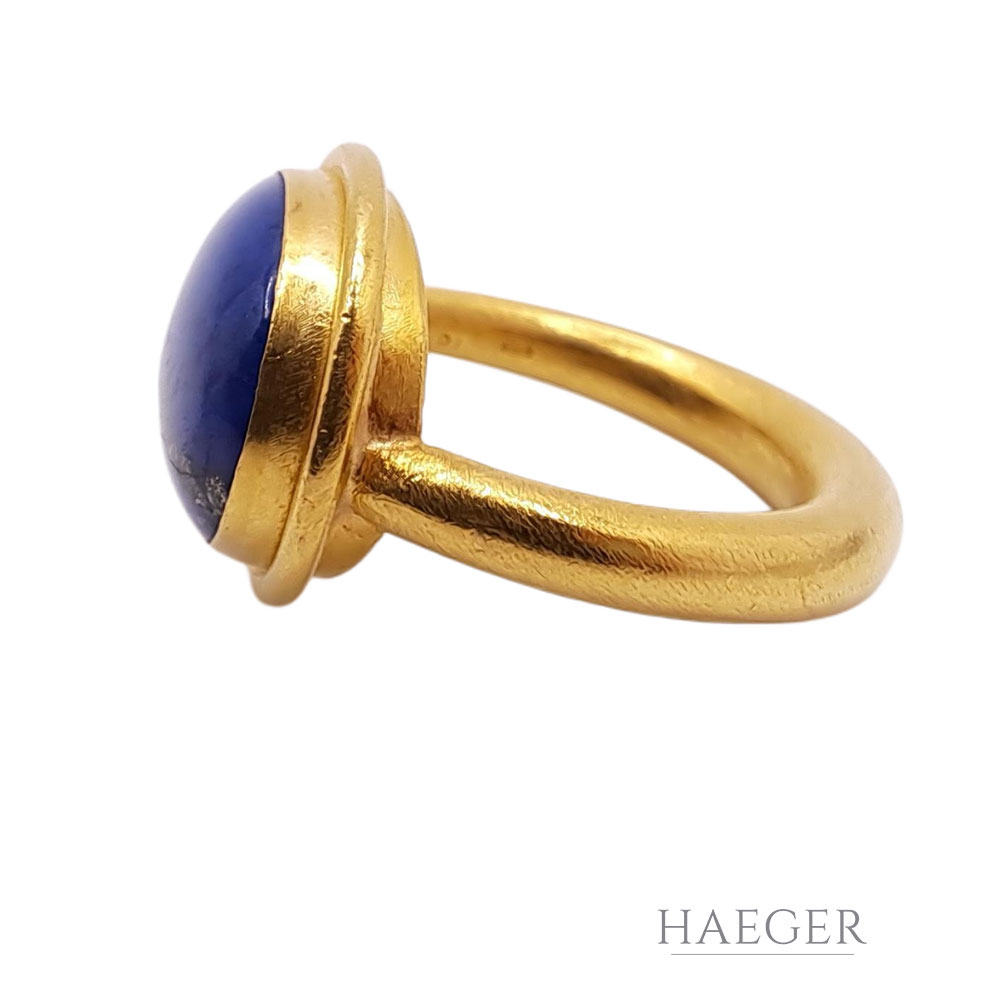 Lapislazuli Ring Gr. 52 Gelbgold 900/ 21,6 Karat - Bild 2