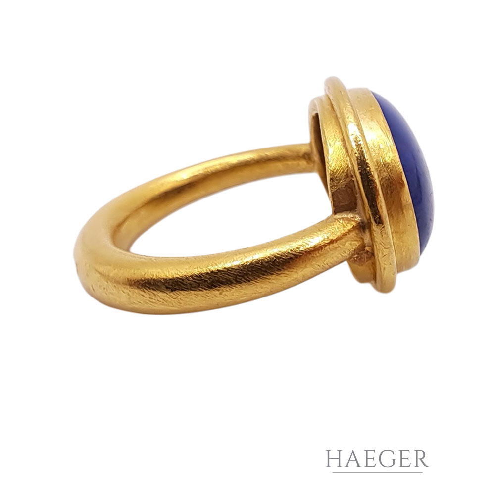 Lapislazuli Ring Gr. 52 Gelbgold 900/ 21,6 Karat - Bild 3