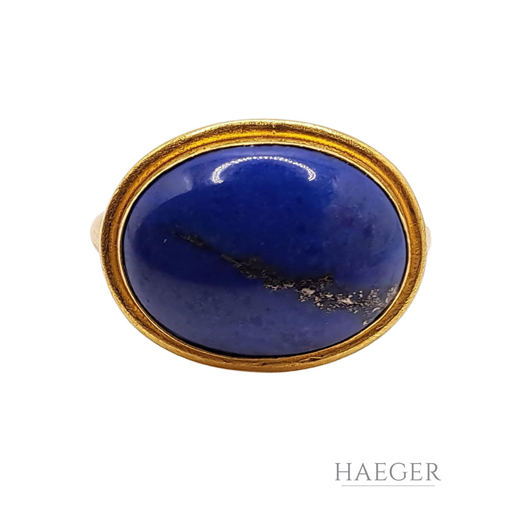 Lapislazuli Ring Gr. 52 Gelbgold 900/ 21,6 Karat - Bild 5