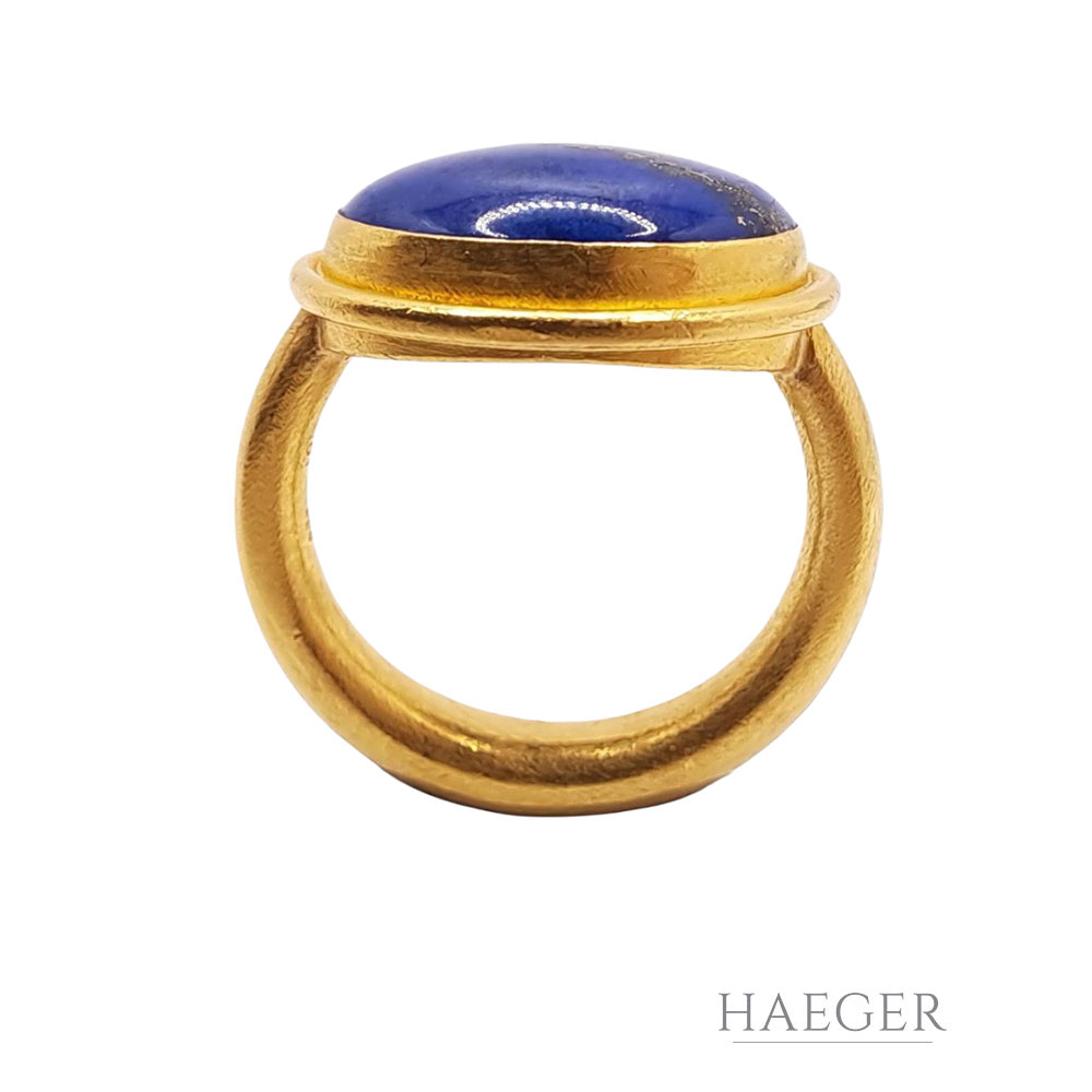Lapislazuli Ring Gr. 52 Gelbgold 900/ 21,6 Karat - Bild 4