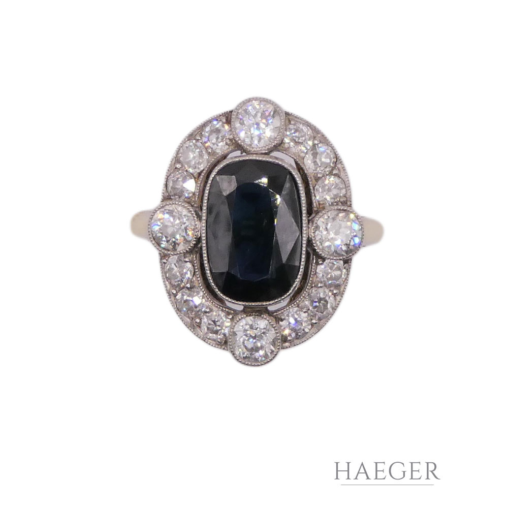 Saphir Ring Gr. 50 Weißgold, Gelbgold 585/ 14 Karat 0,88 ct Diamant - Bild 2