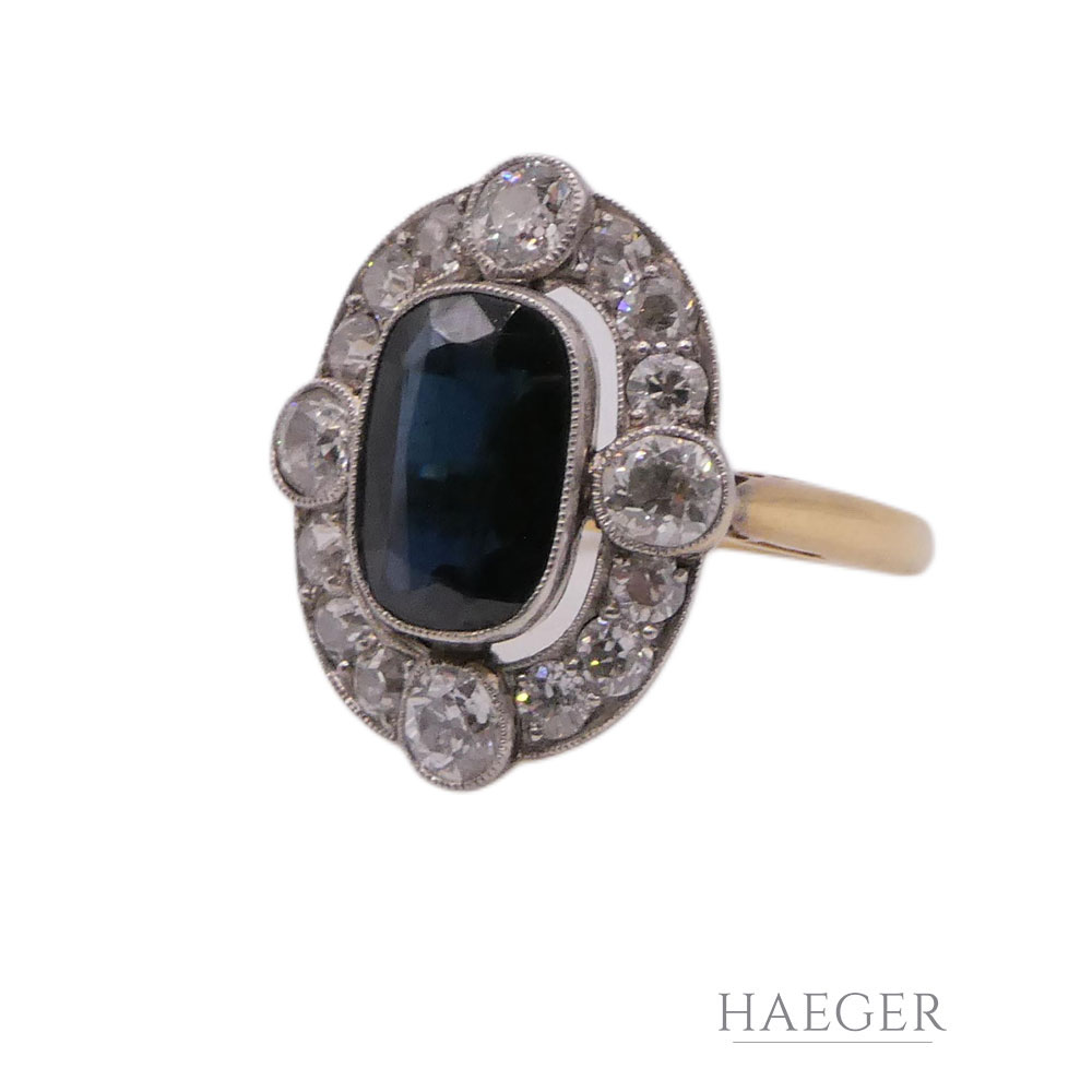 Saphir Ring Gr. 50 Weißgold, Gelbgold 585/ 14 Karat 0,88 ct Diamant - Bild 3
