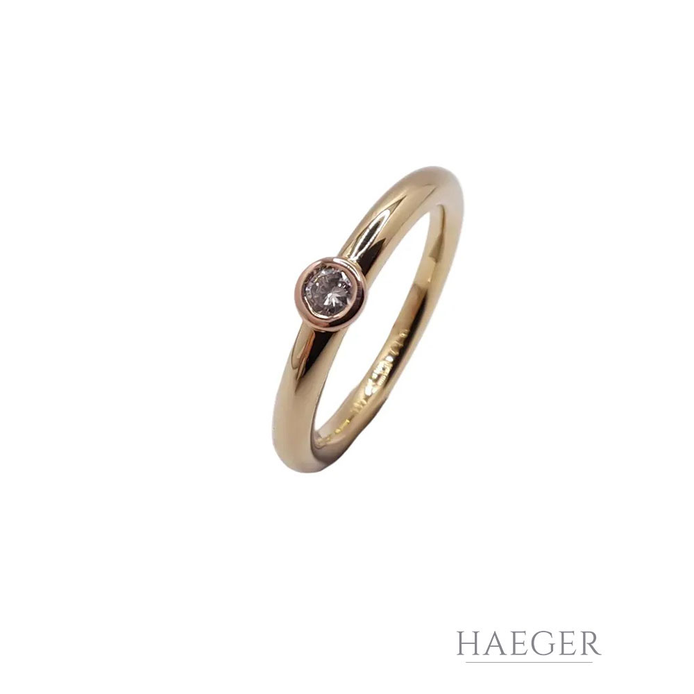 Ring Gr. 54 Gelbgold Rosegold 585/ 14 Karat 0,10 ct Diamanten
