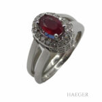 Drehbarer Ring mit Saphir und Rubin Gr. 53 Weißgold 750/ 18 Karat mit 0,45 ct Diamanten Vorschau