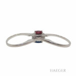 Drehbarer Ring mit Saphir und Rubin Gr. 53 Weißgold 750/ 18 Karat mit 0,45 ct Diamanten Vorschau