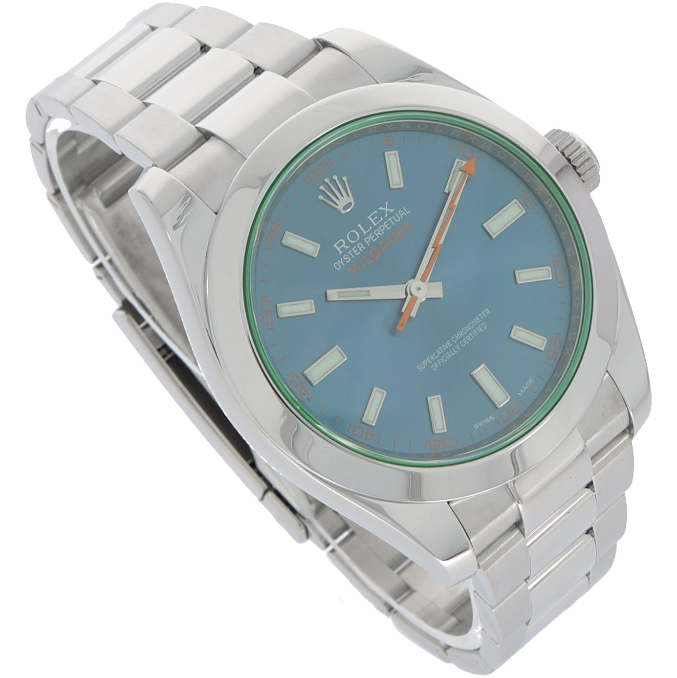 Rolex Milgauss Steel 116400GV Blue dial with Papers 2016 LC 100