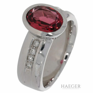 Rubellit Ring Gr. 63 Weißgold 750/ 18 Karat 0,20 ct Diamanten