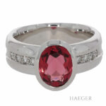Rubellit Ring Gr. 63 Weißgold 750/ 18 Karat 0,20 ct Diamanten - Bild 2 Vorschau