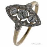 Art Deco Ring Gr.52 Gelbgold 18 Karat mit 0,4ct Rosen Diamanten Vorschau