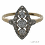 Art Deco Ring Gr.52 Gelbgold 18 Karat mit 0,4ct Rosen Diamanten Vorschau