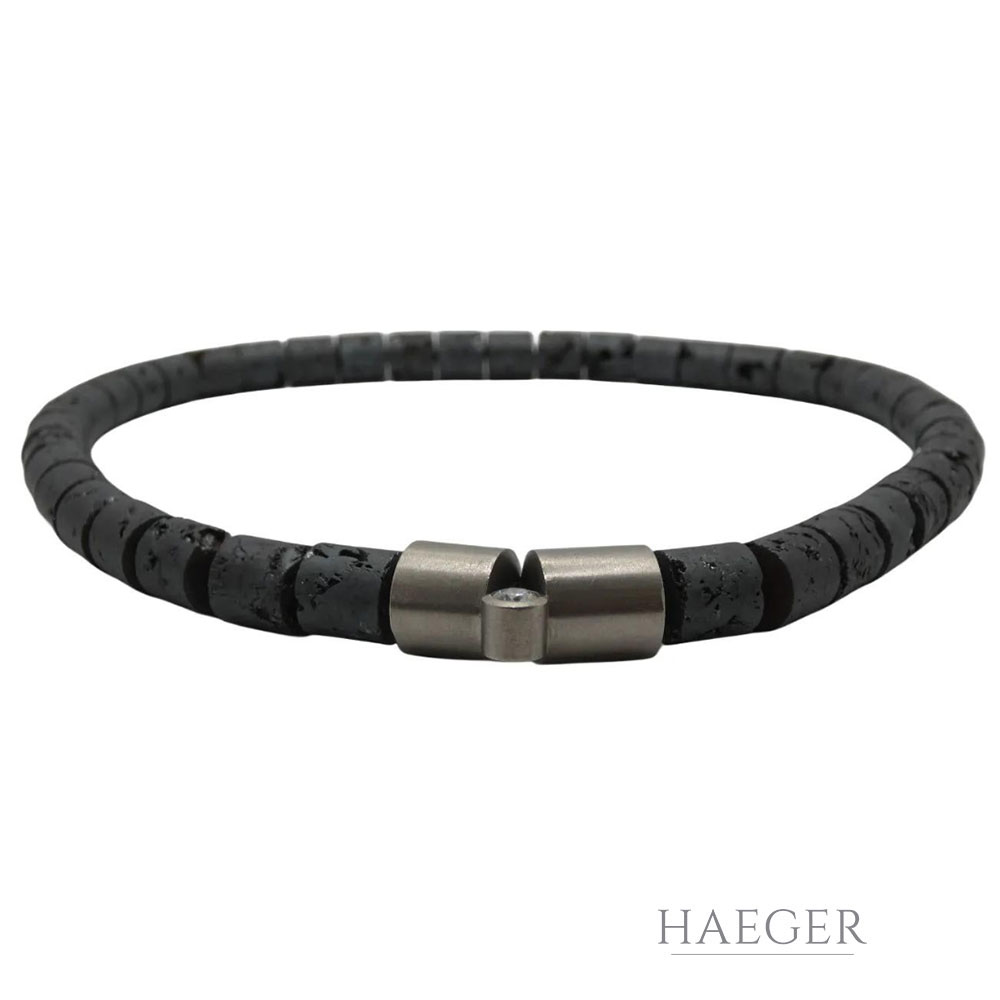 Collier Lavastein Weißgold Schließe 750 mit Diamant