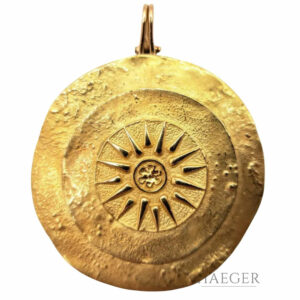 Fries Arauner Sonne Makedonies Anhänger Gelbgold 18 Karat