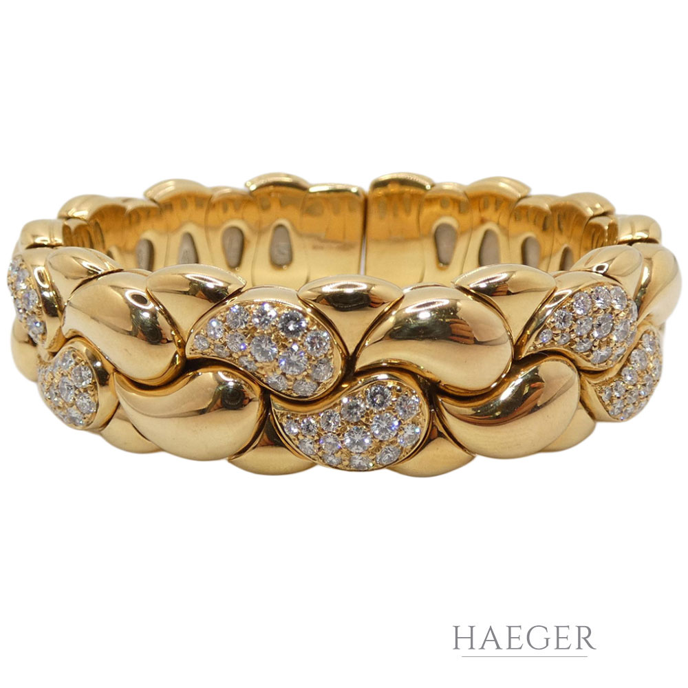 Chopard Casmir Armreif Gr. 15,5 cm Gelbgold 750/ 18 Karat Edelstahl 2,81 ct Diamanten