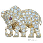 Elefant Anstecknadel Brosche Gelbgold 18 Karat Diamant Vorschau