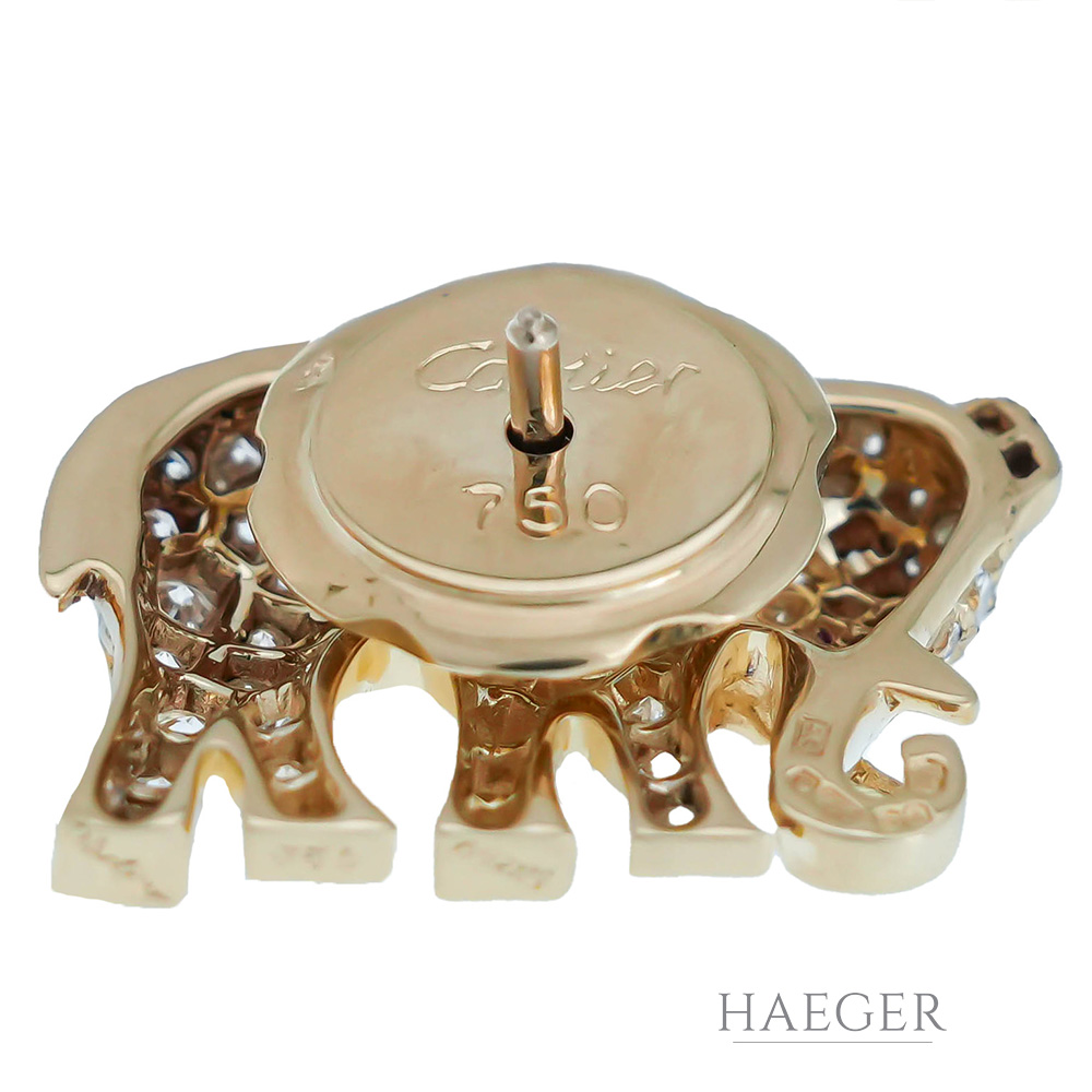 Elefant Anstecknadel Brosche Gelbgold 18 Karat Diamant