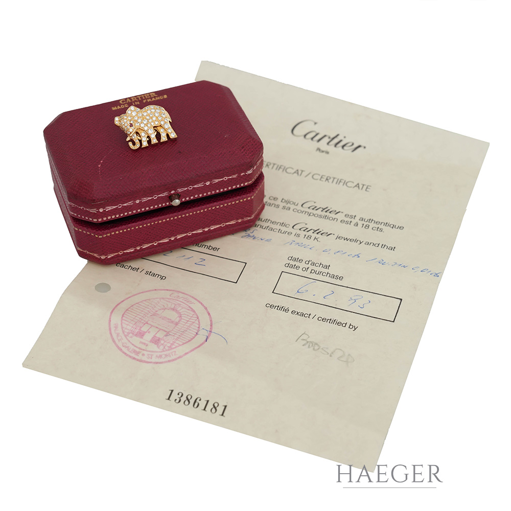 Elefant Anstecknadel Brosche Gelbgold 18 Karat Diamant