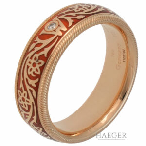 Wellendorff Orange Ring Gr.58 Gelbgold 18 Karat mit Emaille