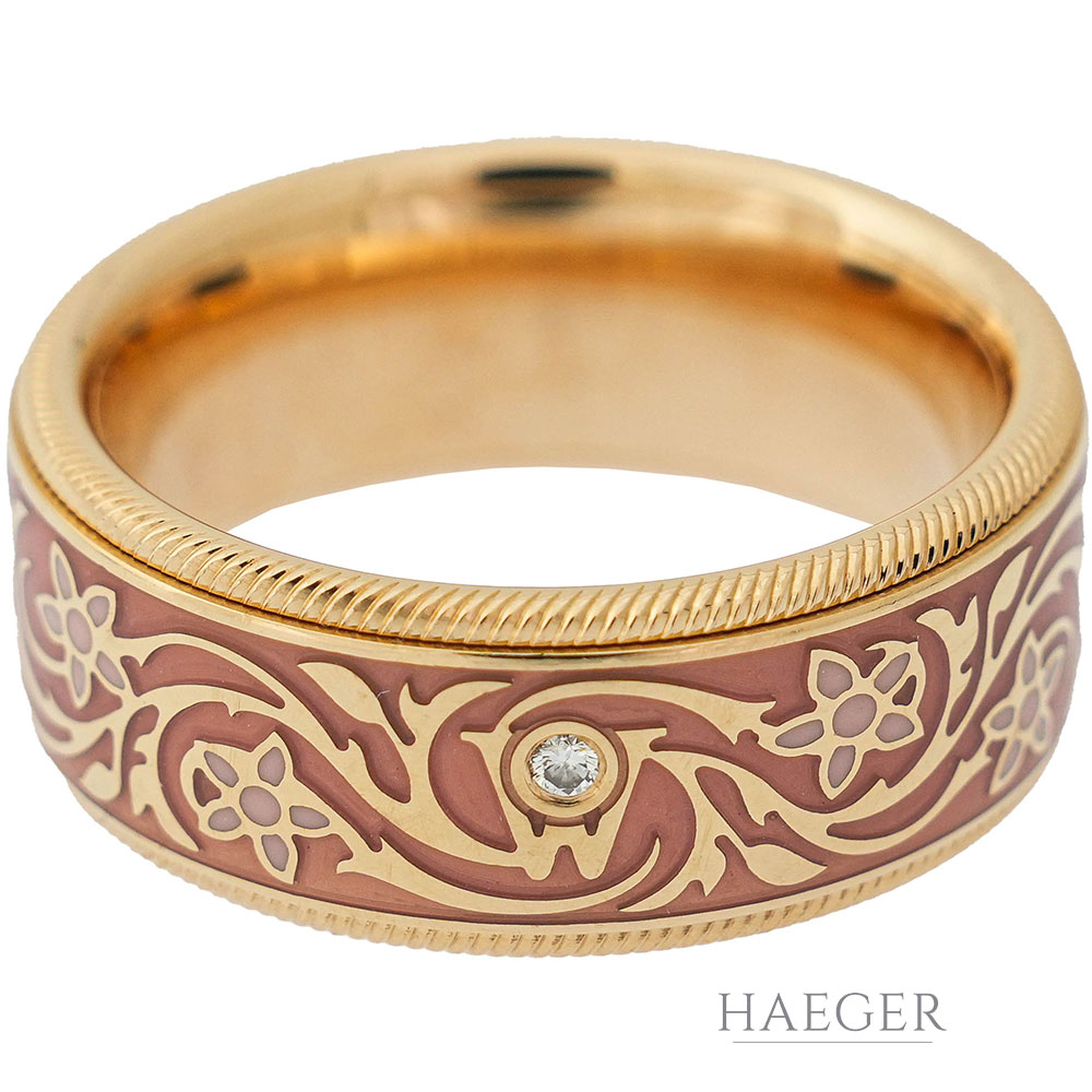 Wellendorff Ring Gelbgold 18 Karat mit Emaille und Diamanten