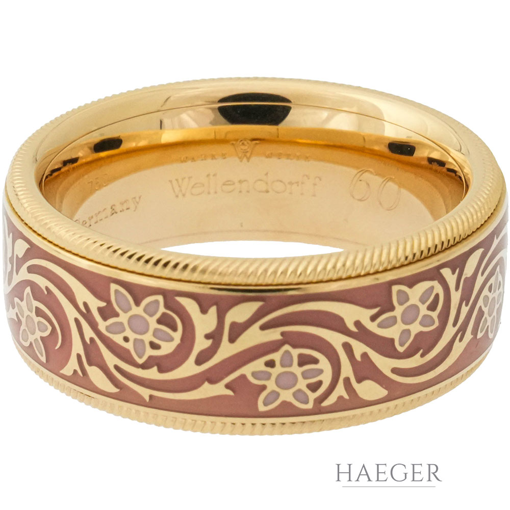 Wellendorff Ring Gelbgold 18 Karat mit Emaille und Diamanten
