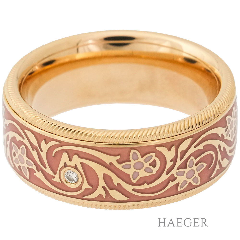 Wellendorff Ring Gelbgold 18 Karat mit Emaille und Diamanten