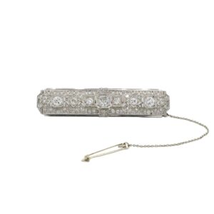 Art Deco Brosche mit Diamanten im Altschliff und Diamantrosen