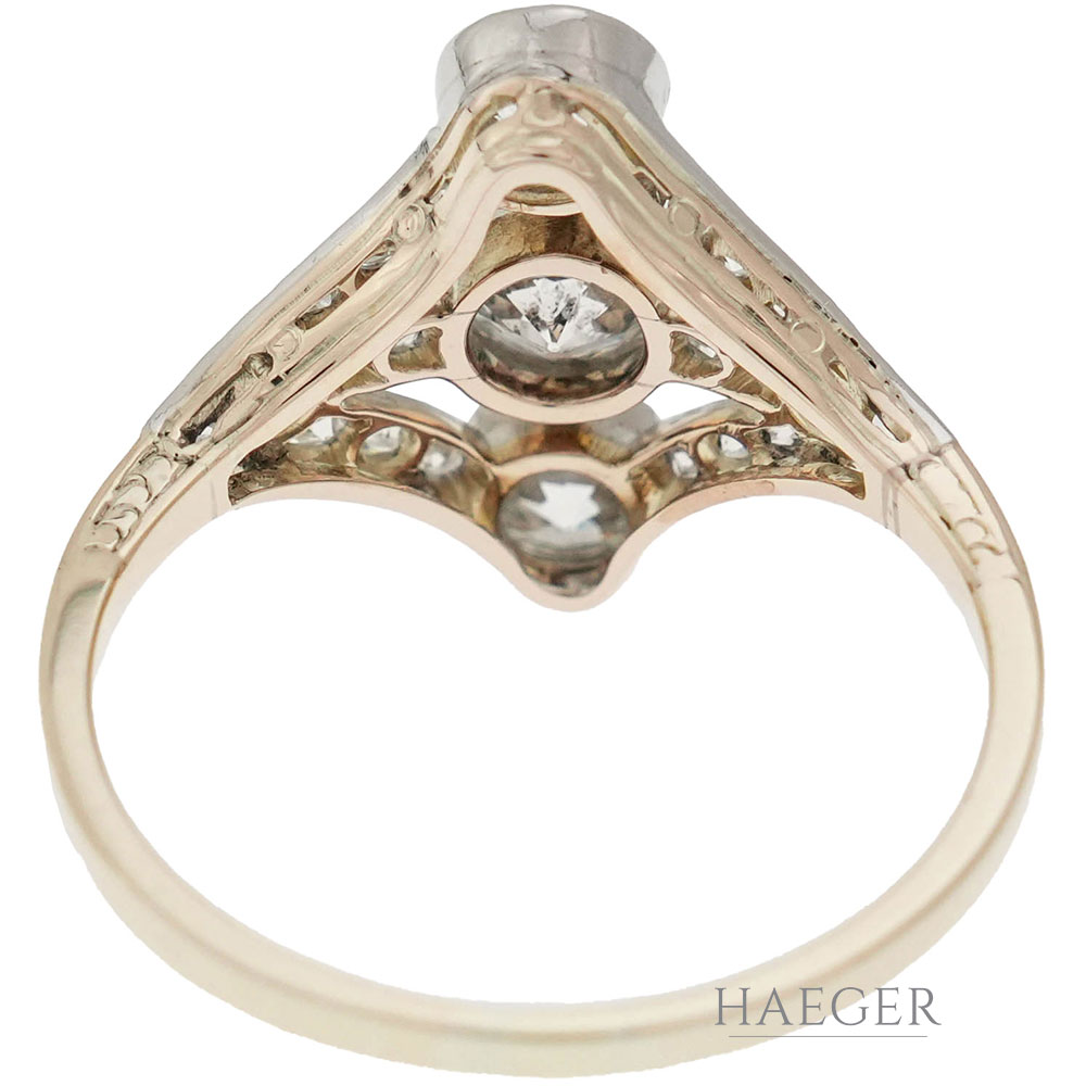 Art Deco Ring Gr.57 Gelbgold 14 Karat mit 2,4ct Diamanten