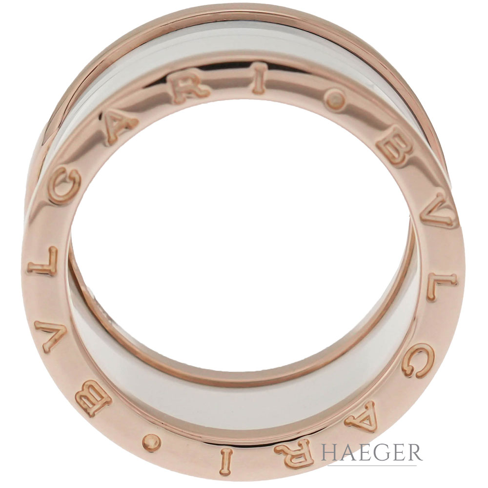 Bulgari B.Zero1 Keramik 4 Band Ring Gr.58 Roségold 18 Karat