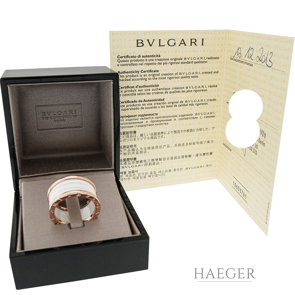 Bulgari B.Zero1 Keramik 4 Band Ring Gr.58 Roségold 18 Karat