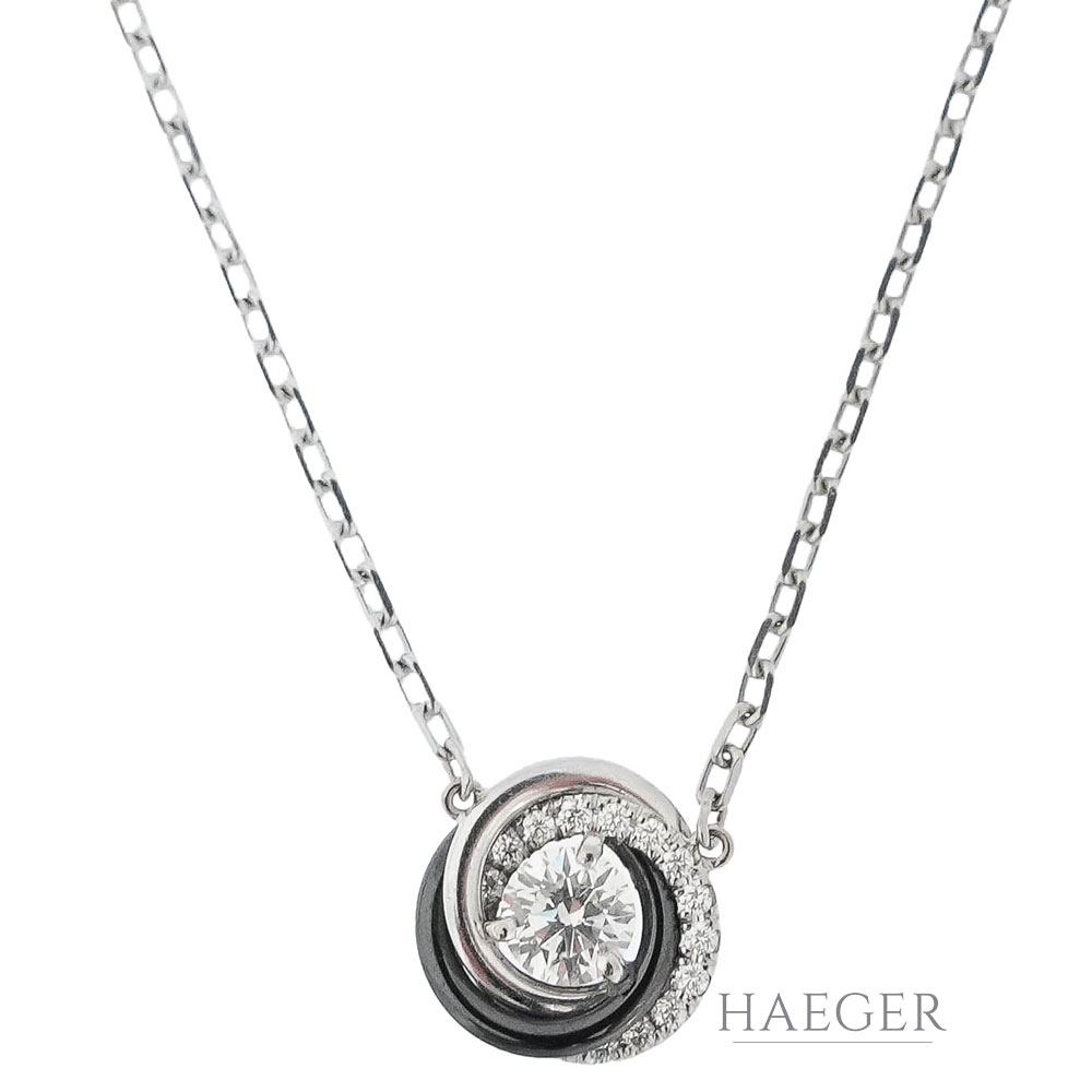Cartier Trinity Keramik Collier 40cm Weißgold 18 Karat mit 0,3ct Diamanten