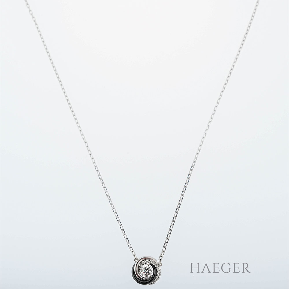 Cartier Trinity Keramik Collier 40cm Weißgold 18 Karat mit 0,3ct Diamanten