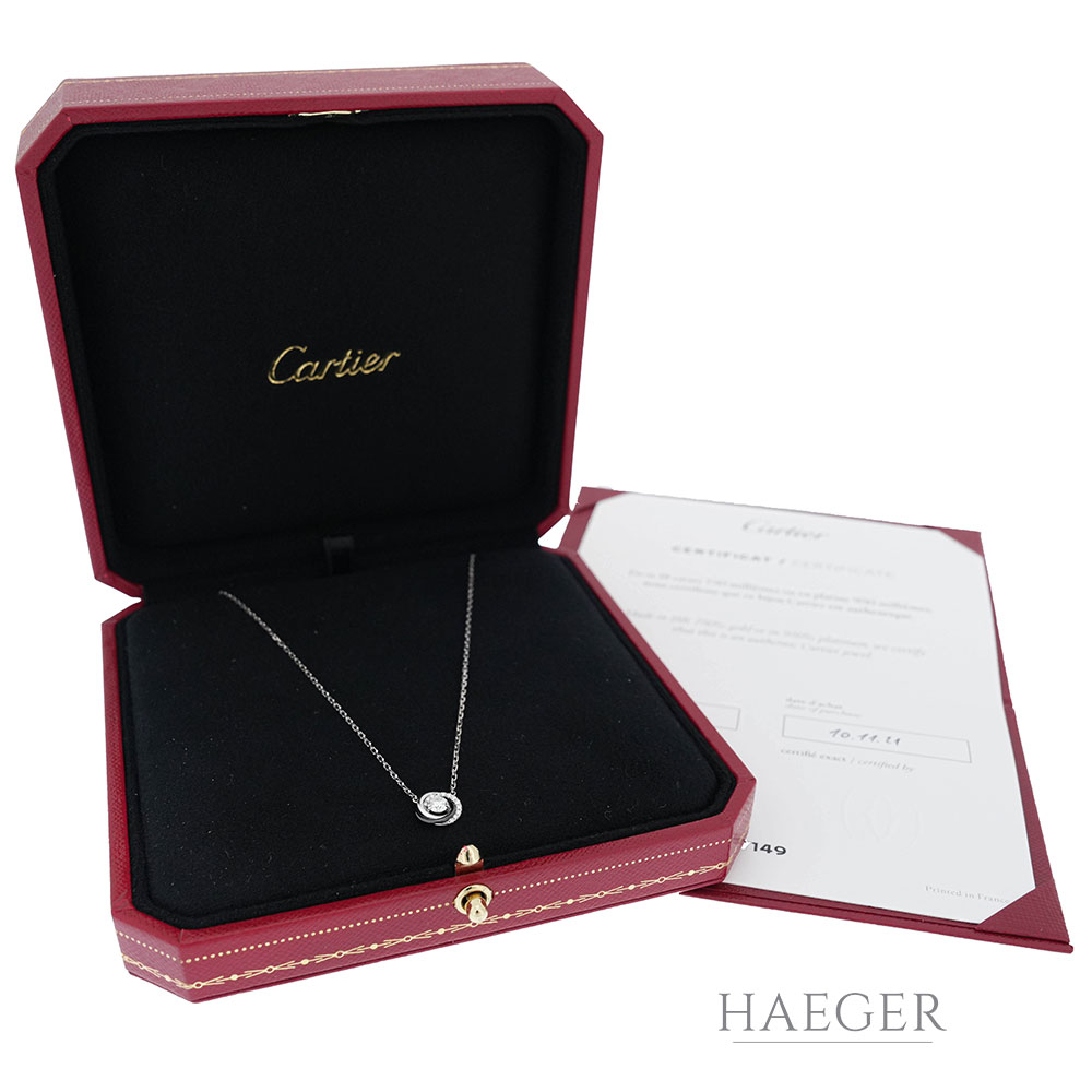 Cartier Trinity Keramik Collier 40cm Weißgold 18 Karat mit 0,3ct Diamanten