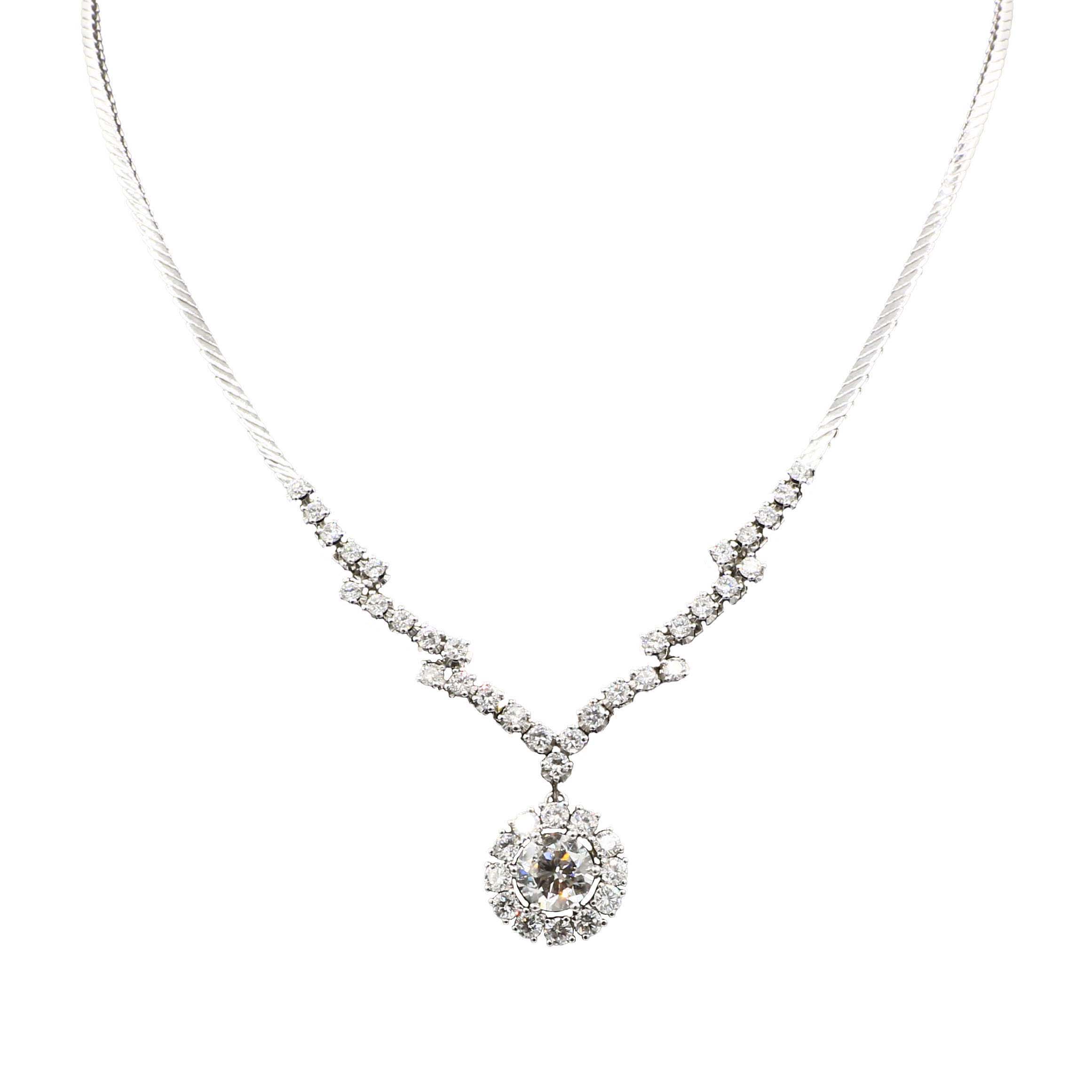 Collier Weißgold 14 Karat mit Diamanten