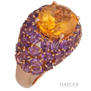 Amethyst Citrin Ring Rosegold 18 Karat