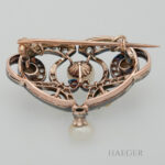 Biedermeier Brosche Rosegold 14 Karat mit Diamanten Vorschau