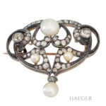 Biedermeier Brosche Rosegold 14 Karat mit Diamanten Vorschau