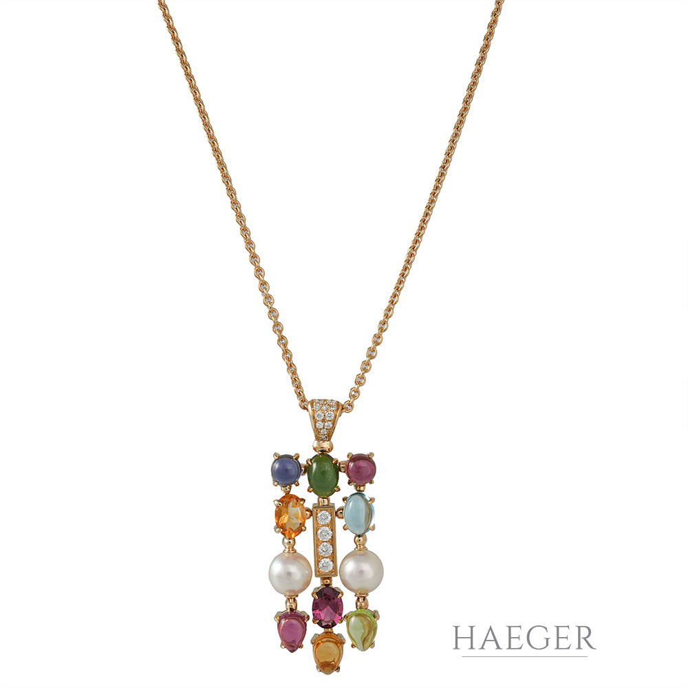 Bulgari Collier Allegra Gelbgold 18 Karat mit Diamanten und Farbsteinen