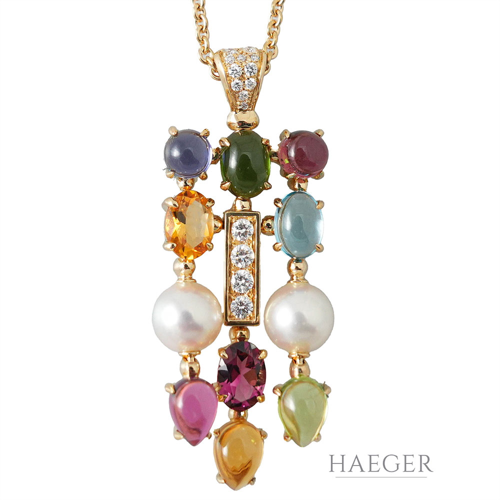 Bulgari Collier Allegra Gelbgold 18 Karat mit Diamanten und Farbsteinen