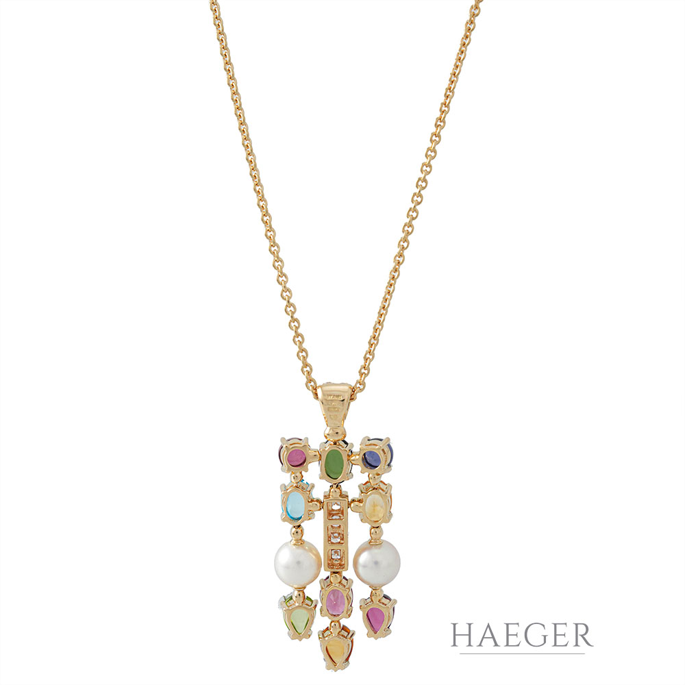 Bulgari Collier Allegra Gelbgold 18 Karat mit Diamanten und Farbsteinen